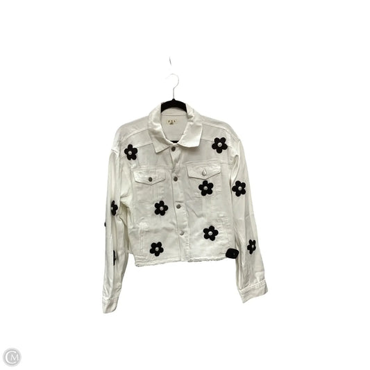 Jacket Denim By Pol In White Denim, Size: L