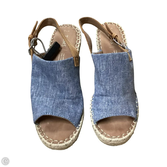 Shoes Heels Wedge By Toms In Tan Denim, Size: 7.5
