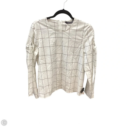 Top Long Sleeve By Zara Women In Grey & White, Size: M