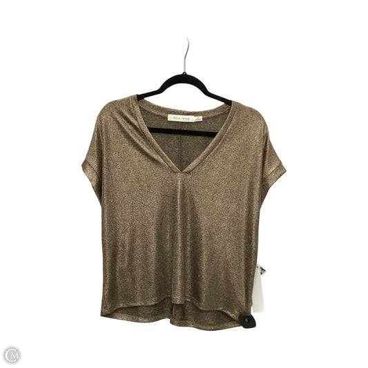Designer Blouse Short Sleeve By Bishop + Young In Gold, Size: M
