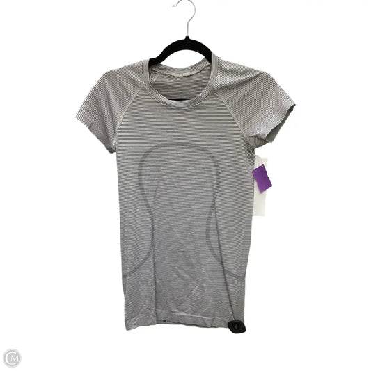 Athletic Top Short Sleeve By Lululemon In Striped Pattern, Size: 4