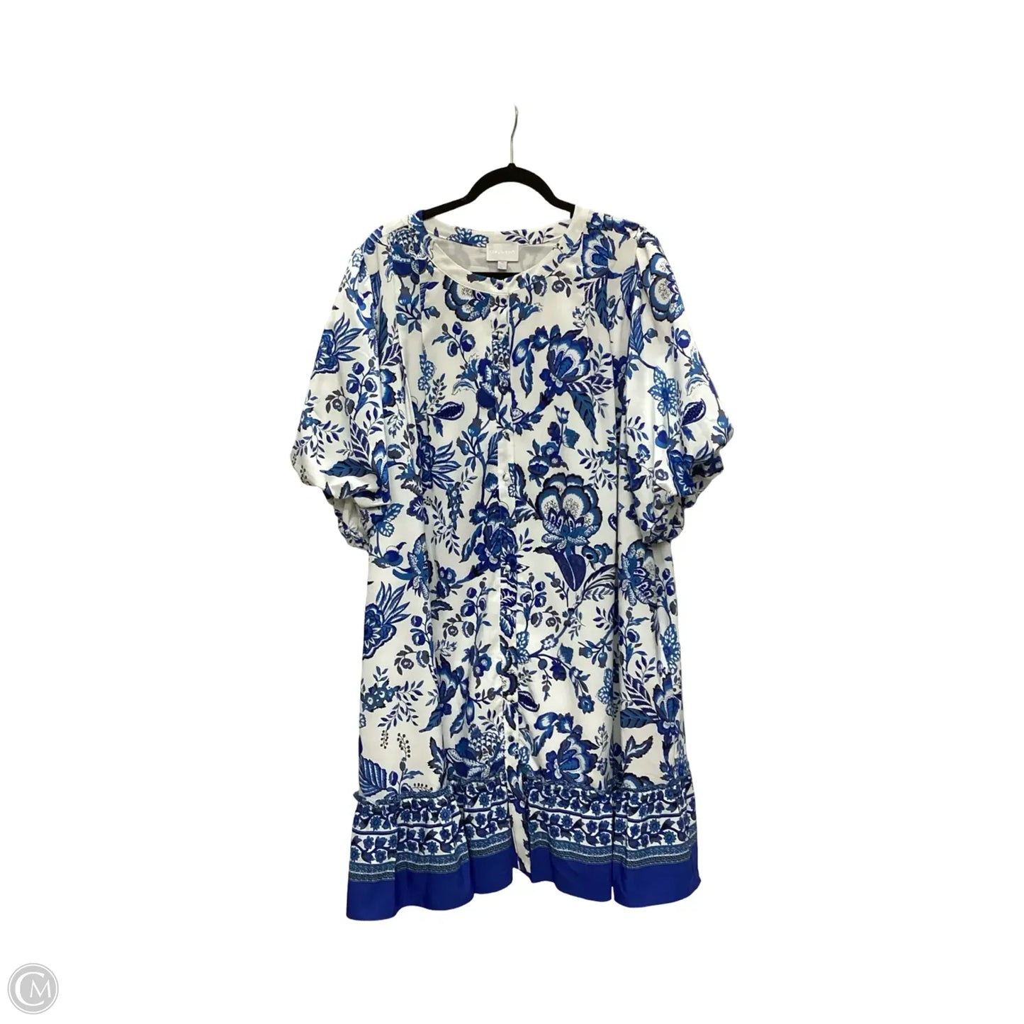 Dress Casual Short By Sugar Lips In Blue & White, Size: 3x