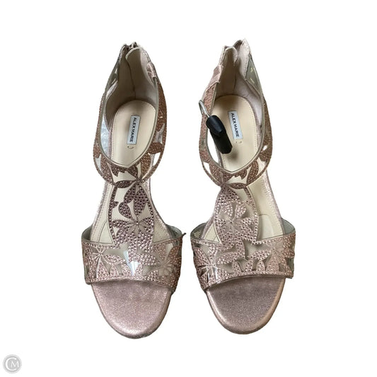 Sandals Heels Wedge By Alex Marie In Rose Gold, Size: 8.5