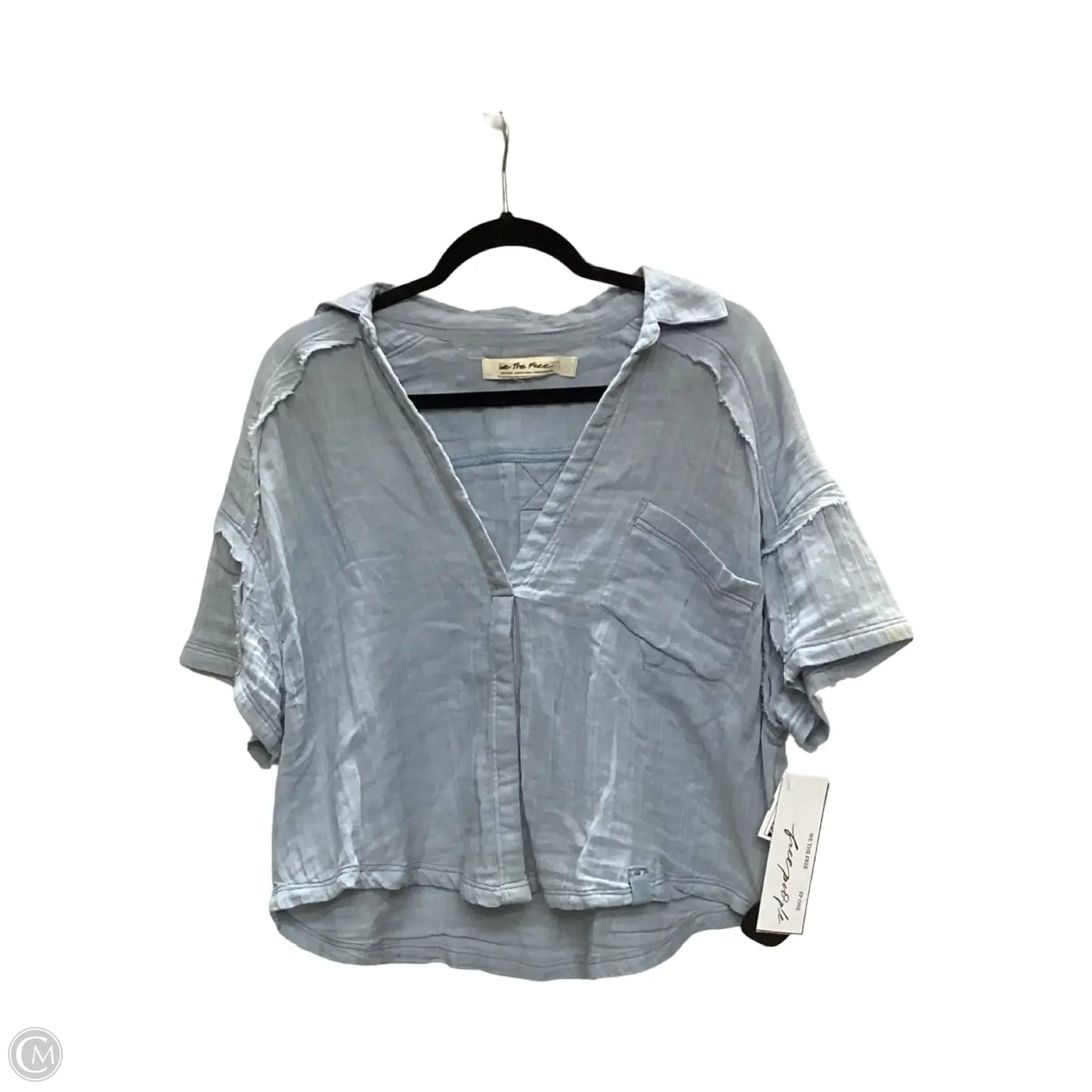 Blouse Short Sleeve By Free People In Blue, Size: M