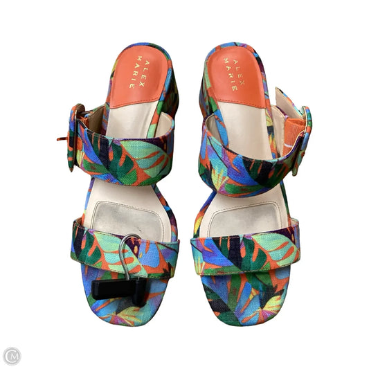 Sandals Heels Block By Alex Marie In Multi-colored, Size: 8.5