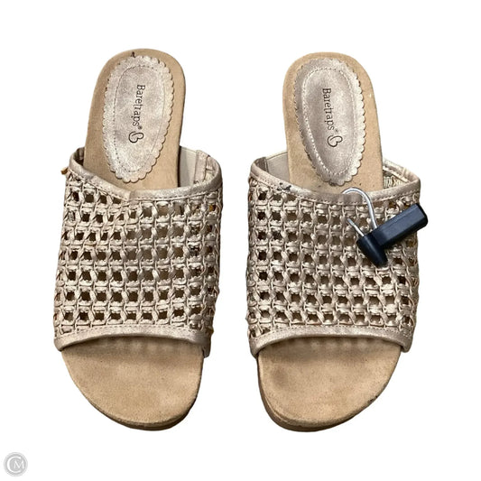 Sandals Heels Wedge By Bare Traps In Gold, Size: 9.5