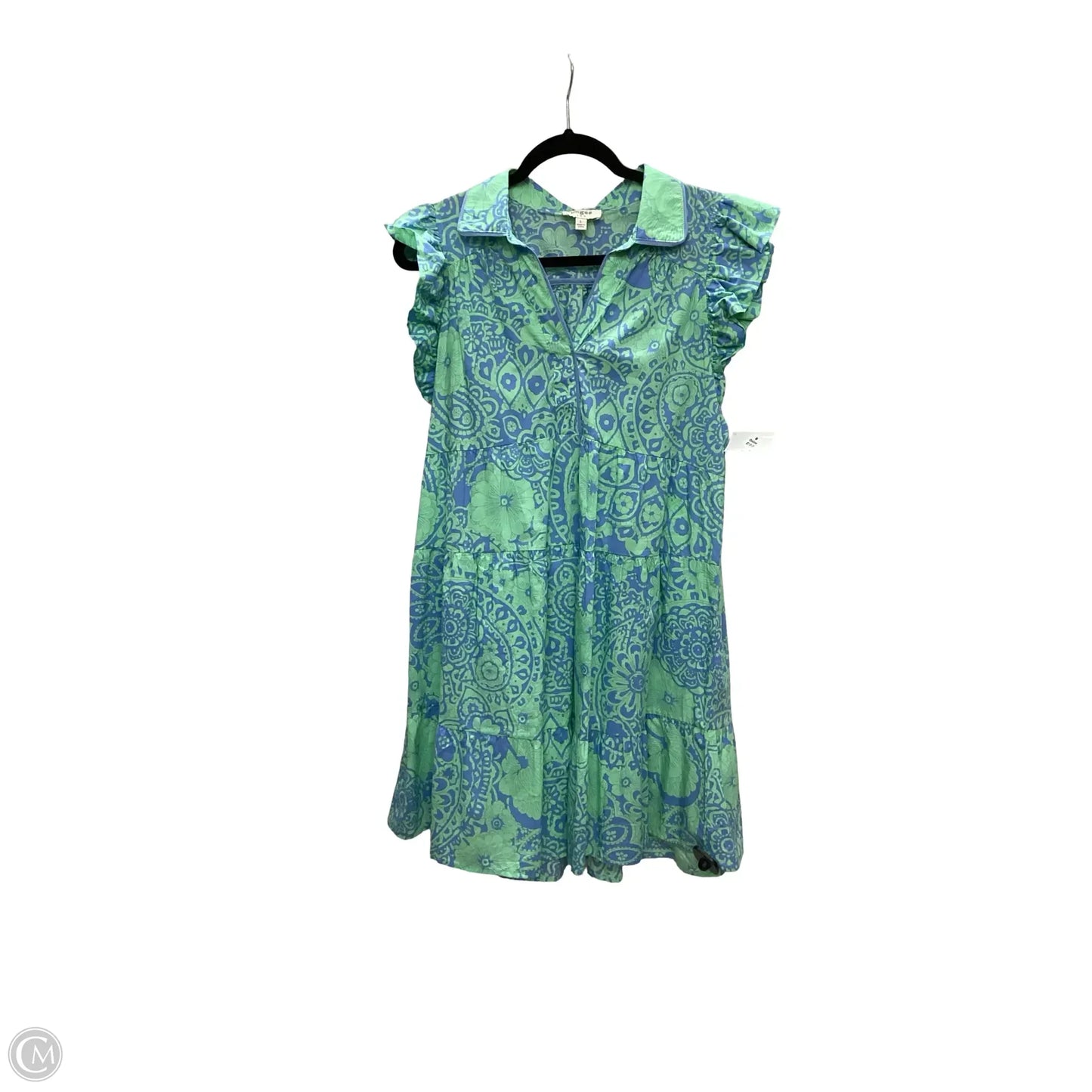 Dress Casual Short By Umgee In Blue & Green, Size: L