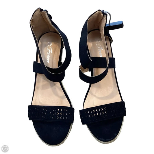 Sandals Heels Wedge By Forever In Black, Size: 10