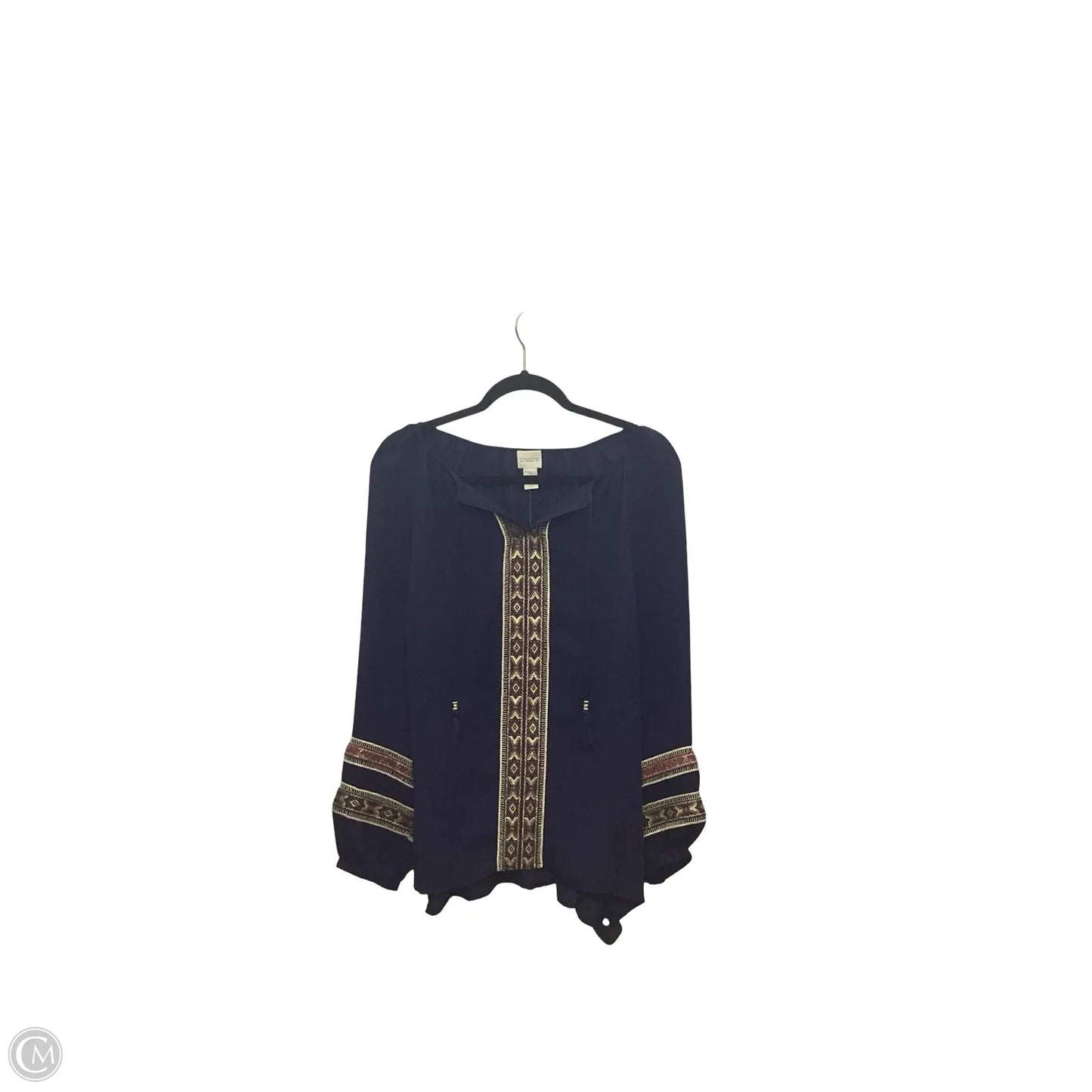Blouse Long Sleeve By Chicos In Navy, Size: M