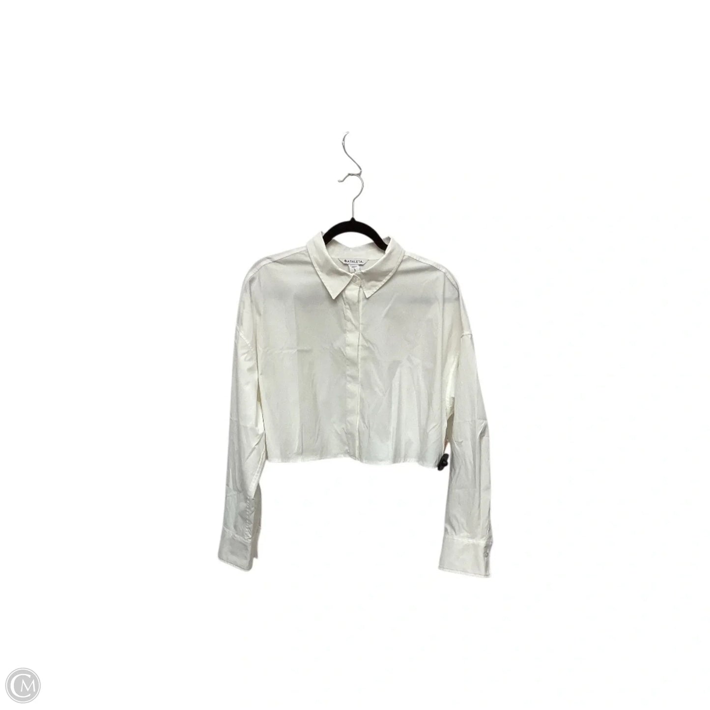 Athletic Top Long Sleeve Collar By Athleta In White, Size: L