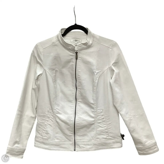 Jacket Denim By Liz Claiborne In White, Size: Xs