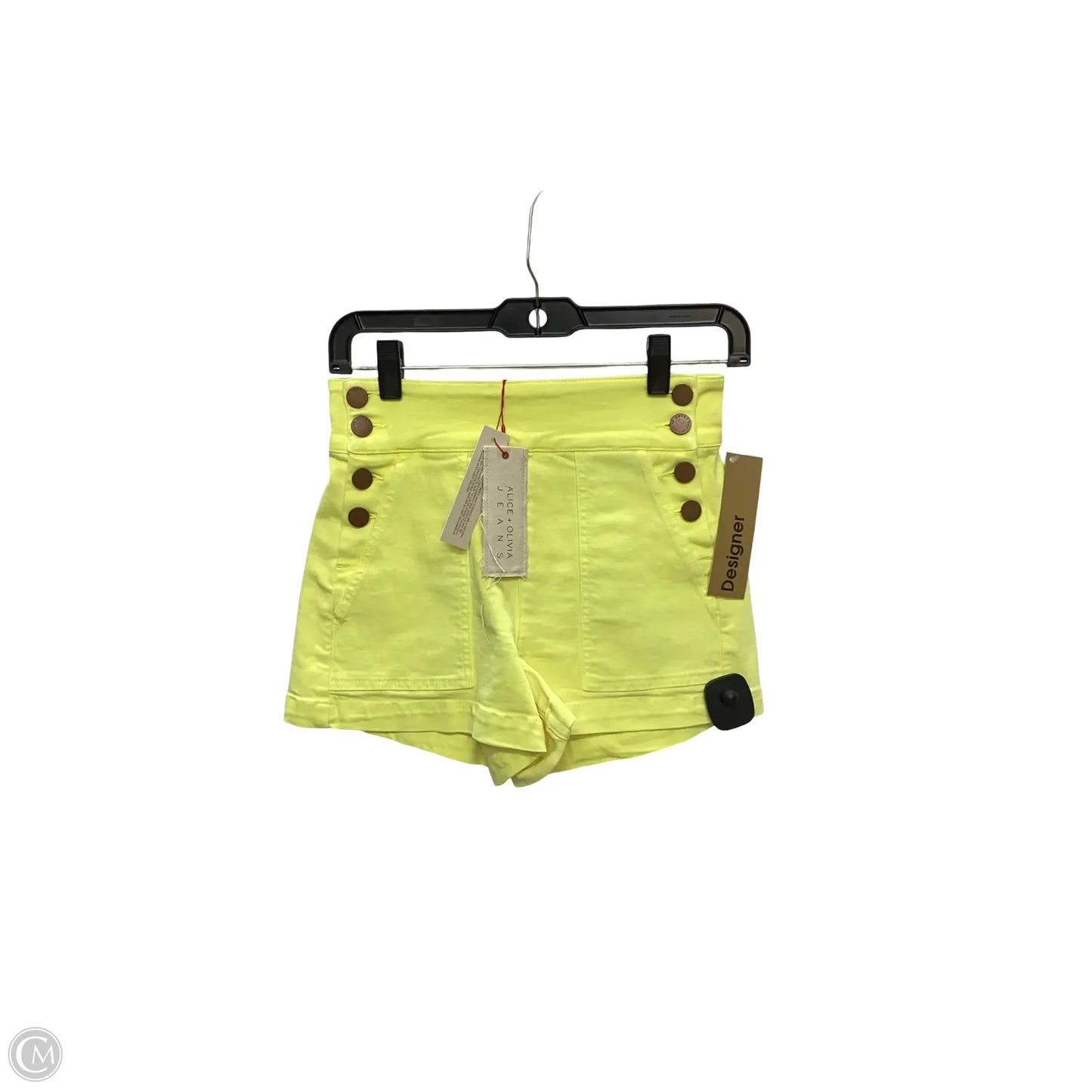 Shorts Designer By Alice + Olivia In Yellow Denim, Size: 0