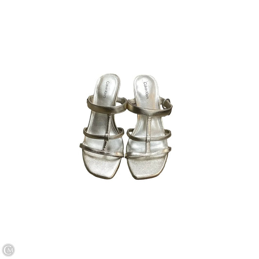 Sandals Heels Stiletto By Calvin Klein In Gold, Size: 6.5