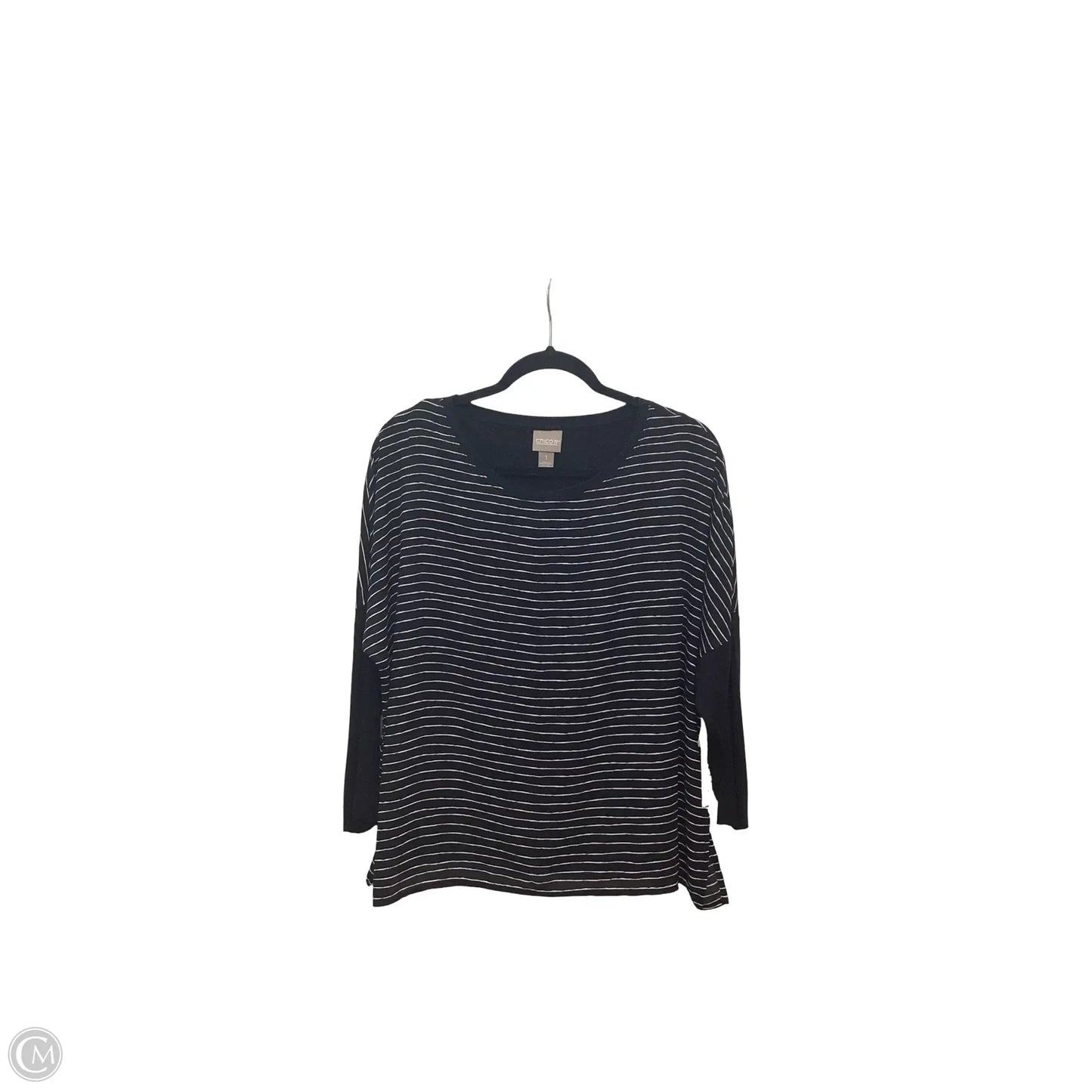 Blouse Long Sleeve By Chicos In Striped Pattern, Size: M