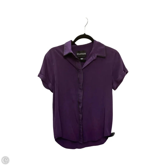 Designer Blouse Short Sleeve By Wildfang In Purple, Size: Xs
