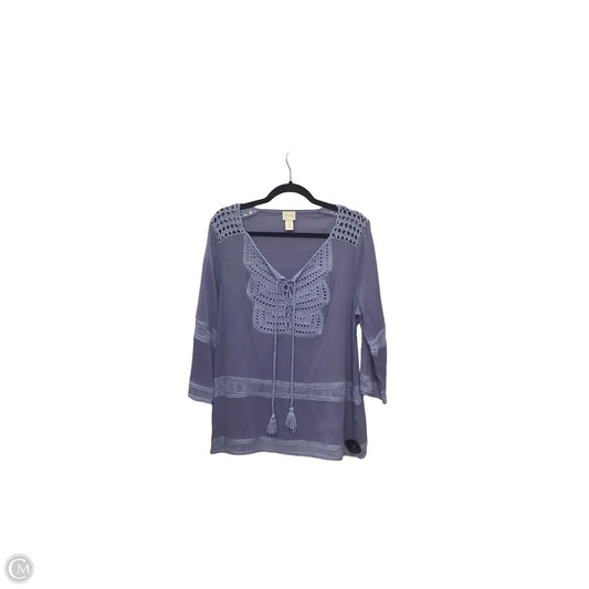 Top 3/4 Sleeve By Chicos In Blue, Size: M