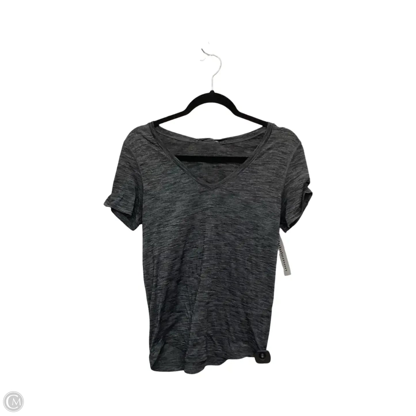 Athletic Top Short Sleeve By Lululemon In Grey, Size: 4