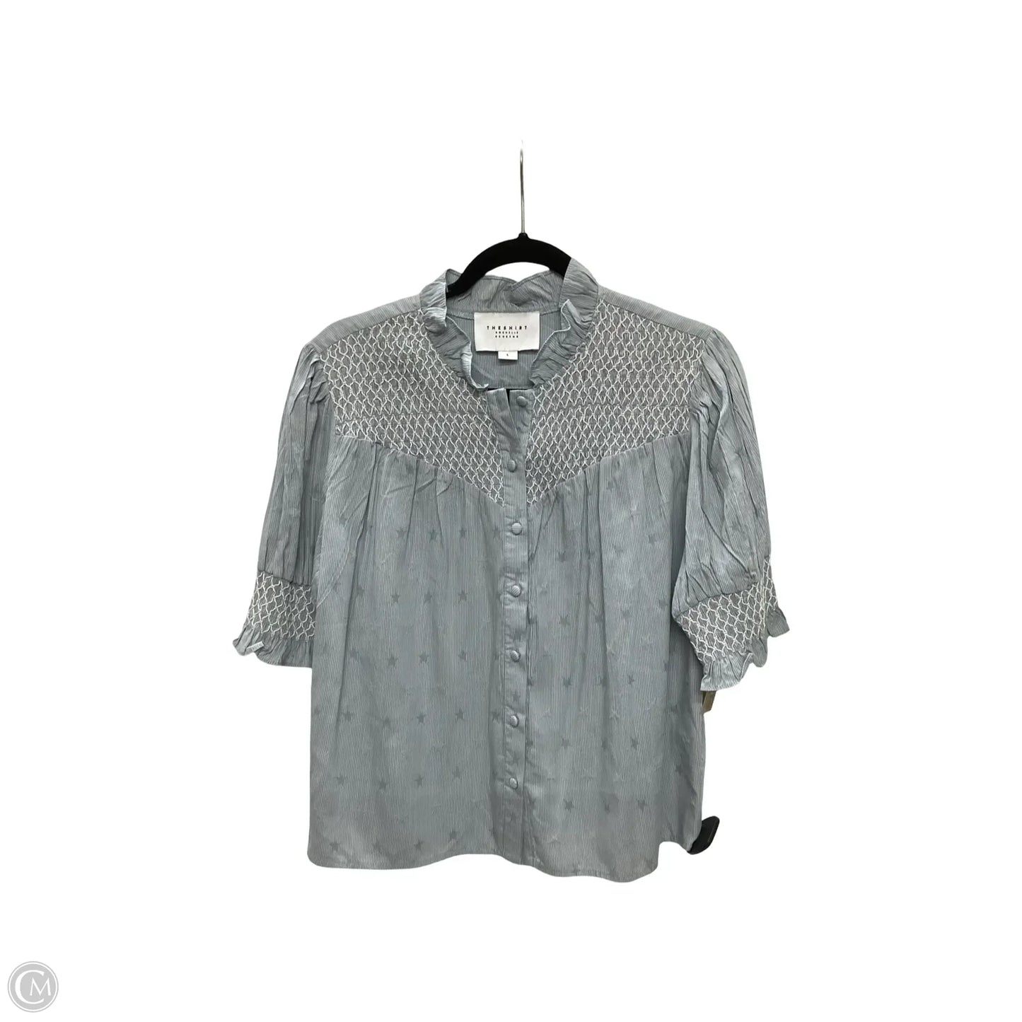 Blouse Short Sleeve By Rochelle Behrens In Blue, Size: L