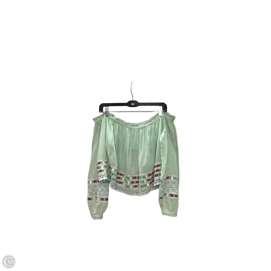 Blouse Long Sleeve By Free People In Green, Size: Xs