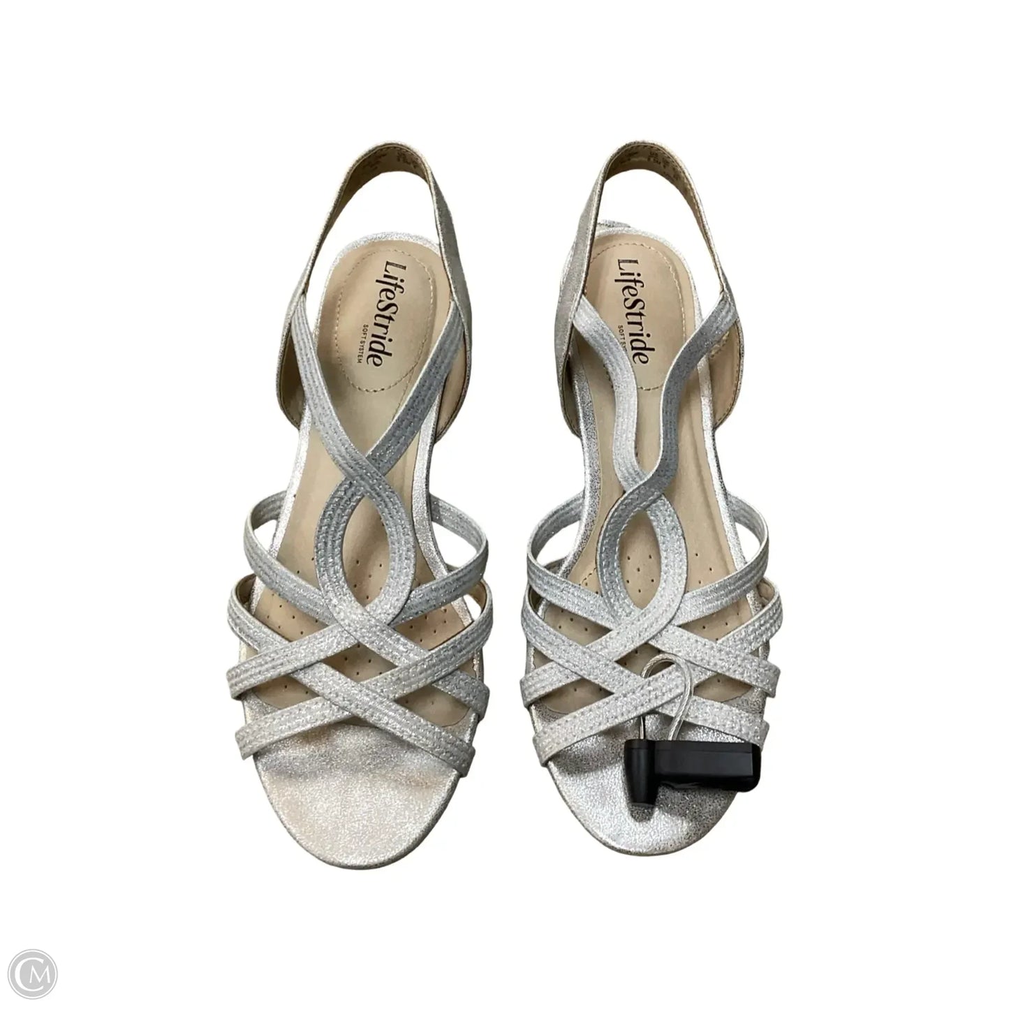 Sandals Flats By Life Stride In Silver, Size: 8.5