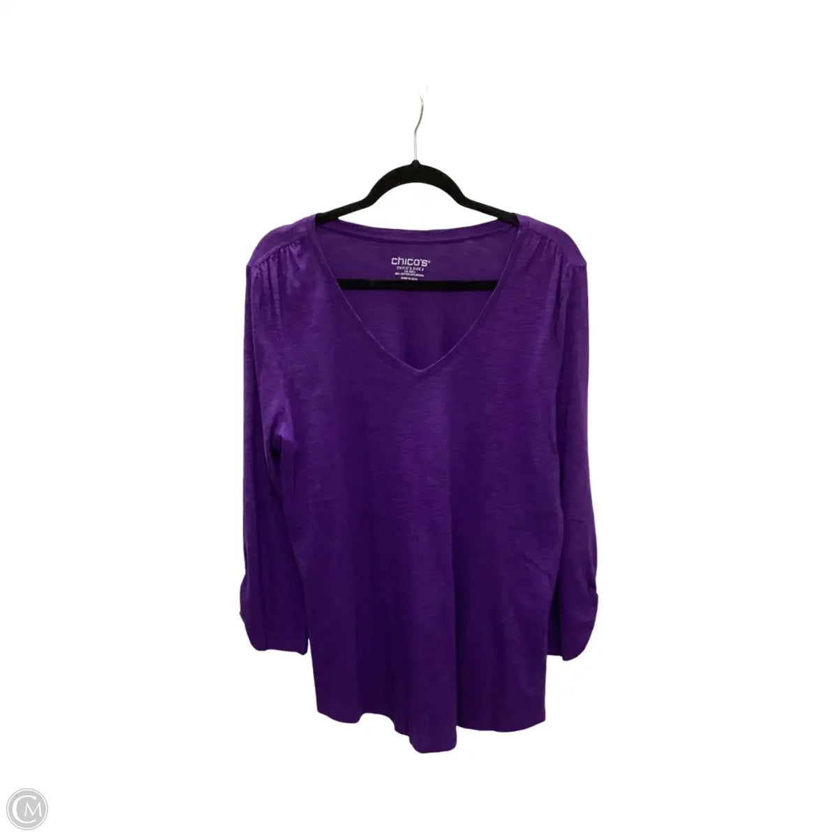 Top Long Sleeve Basic By Chicos In Purple, Size: L