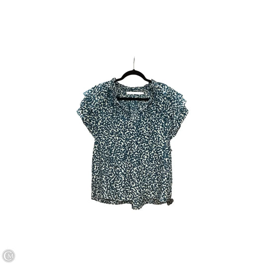 Designer Blouse Short Sleeve By Marie Oliver In Blue, Size: M