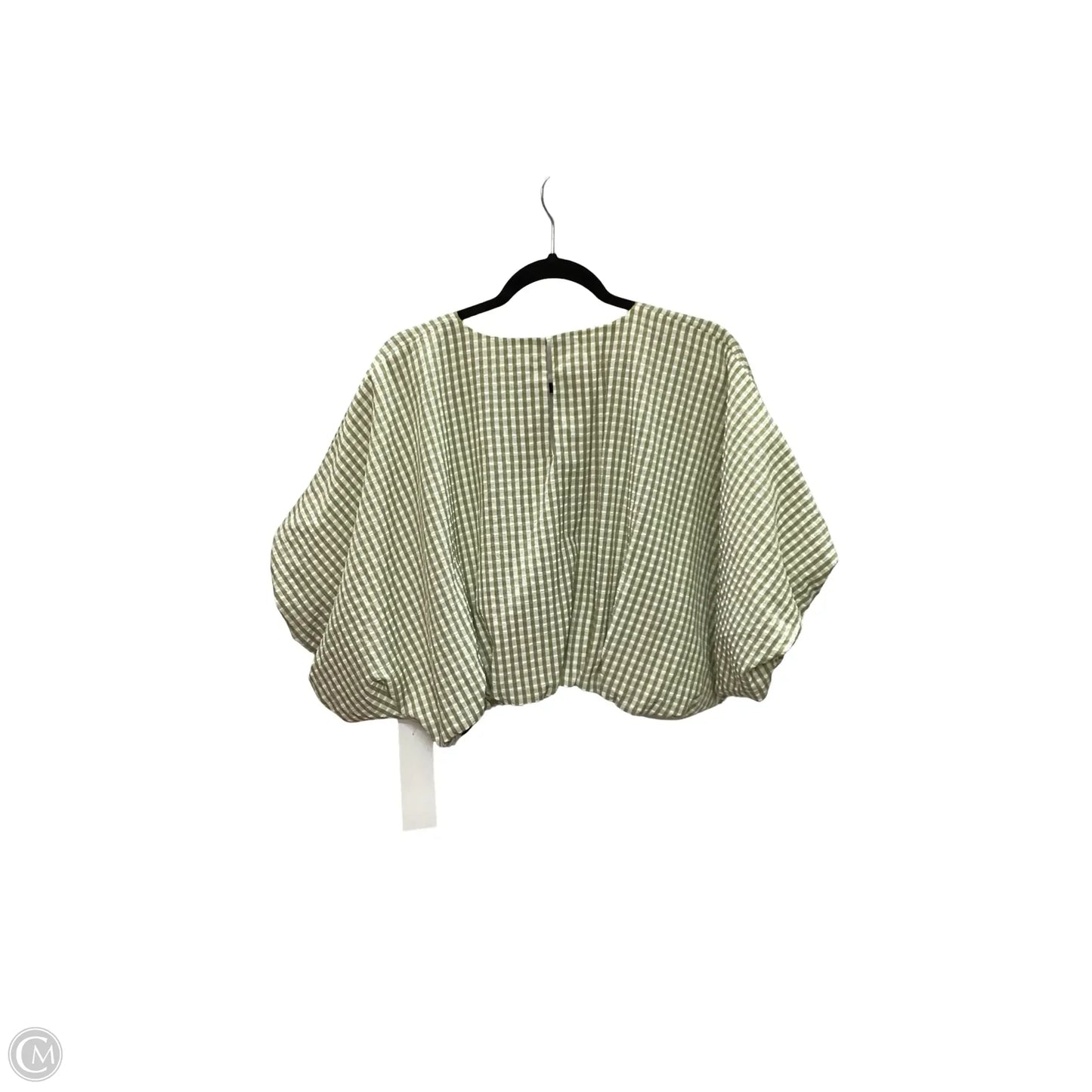 Blouse Short Sleeve By English Factory In Plaid Pattern, Size: S