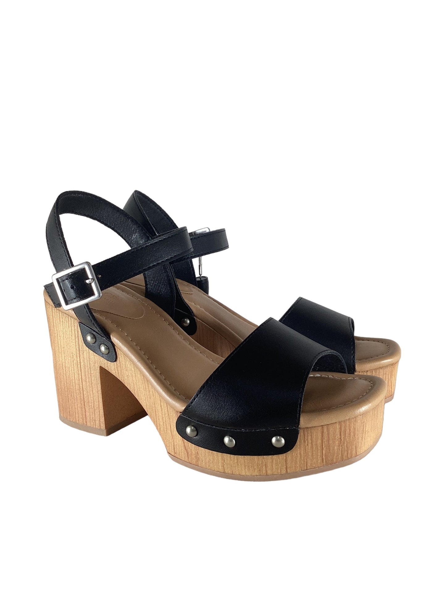 Black Sandals Heels Block Universal Thread, Size 6