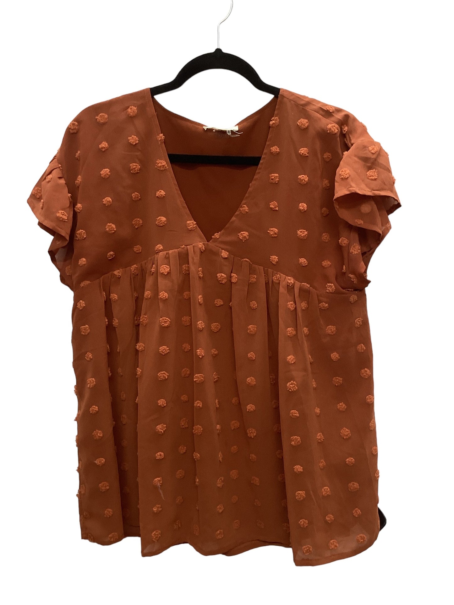 Brown Top Short Sleeve Entro, Size L