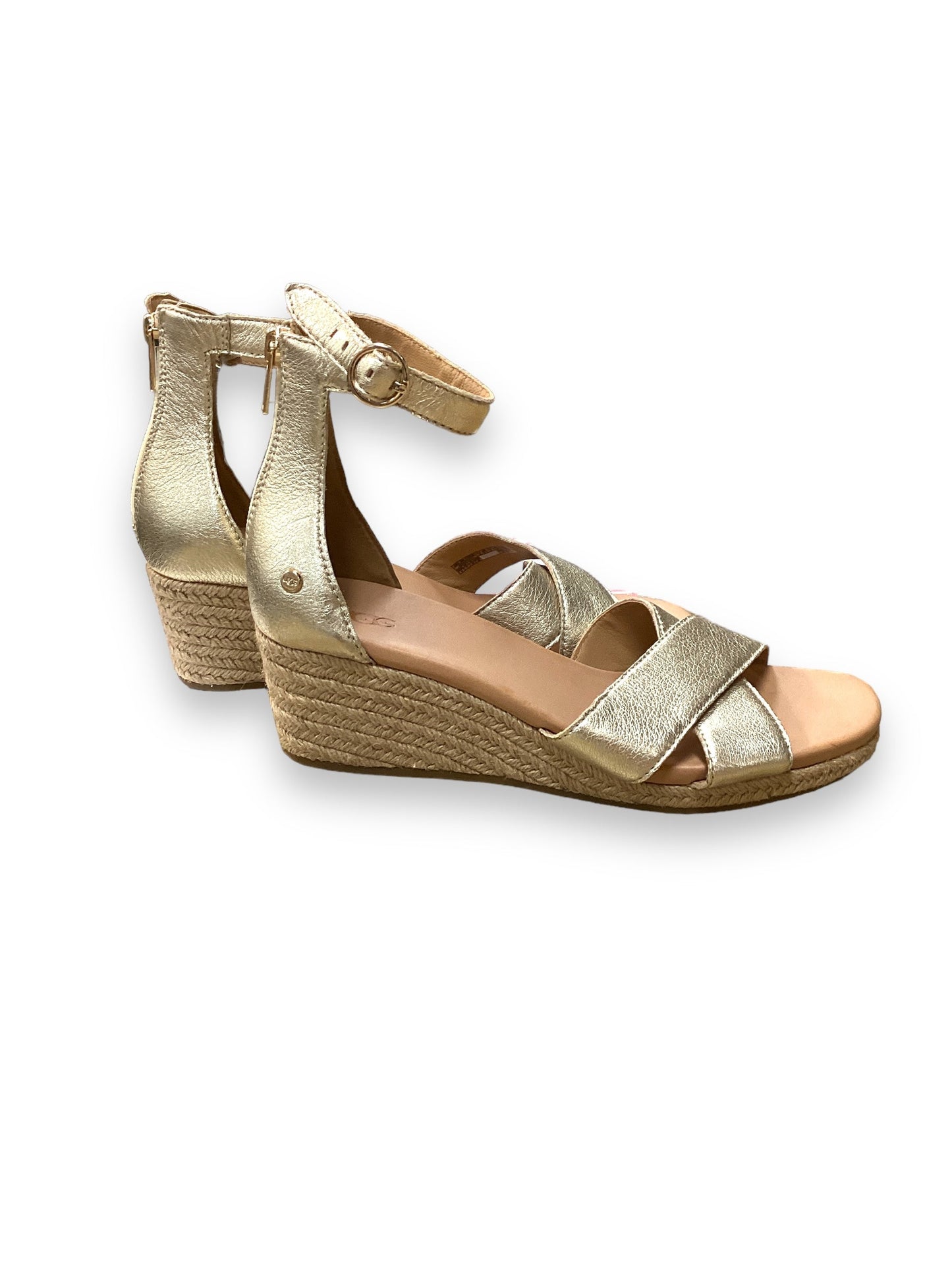 Sandals Heels Wedge By Ugg In Gold, Size: 9