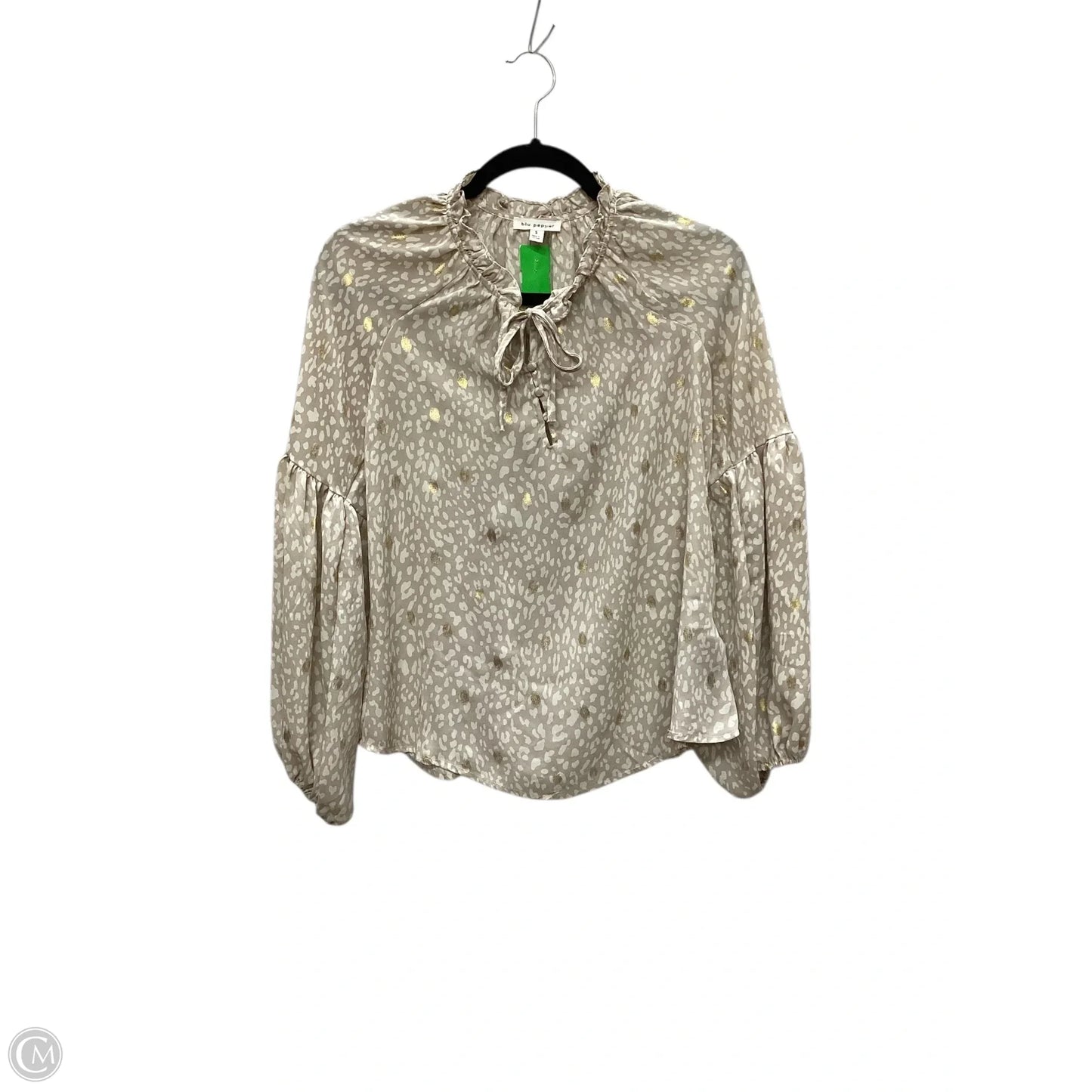 Top Long Sleeve By Blu Pepper In Beige, Size: S