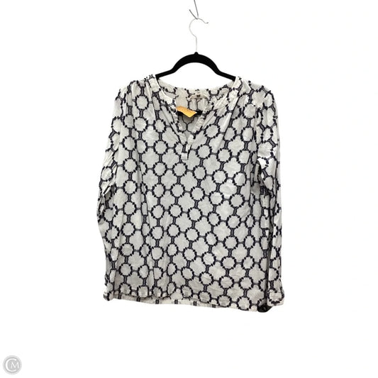 Top Long Sleeve By Loft In Blue & White, Size: S