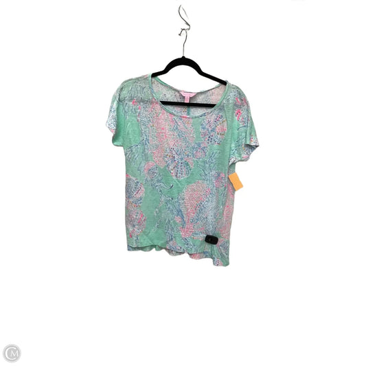 Top Short Sleeve Designer By Lilly Pulitzer In Green, Size: M
