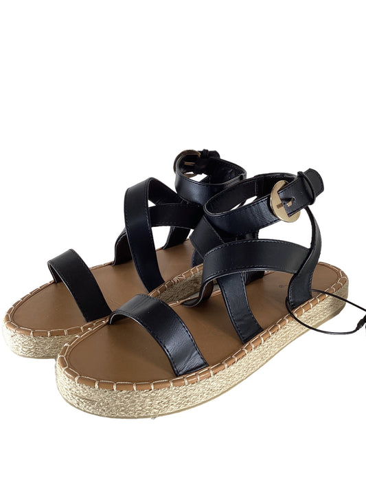Black Sandals Flats Qupid, Size 8