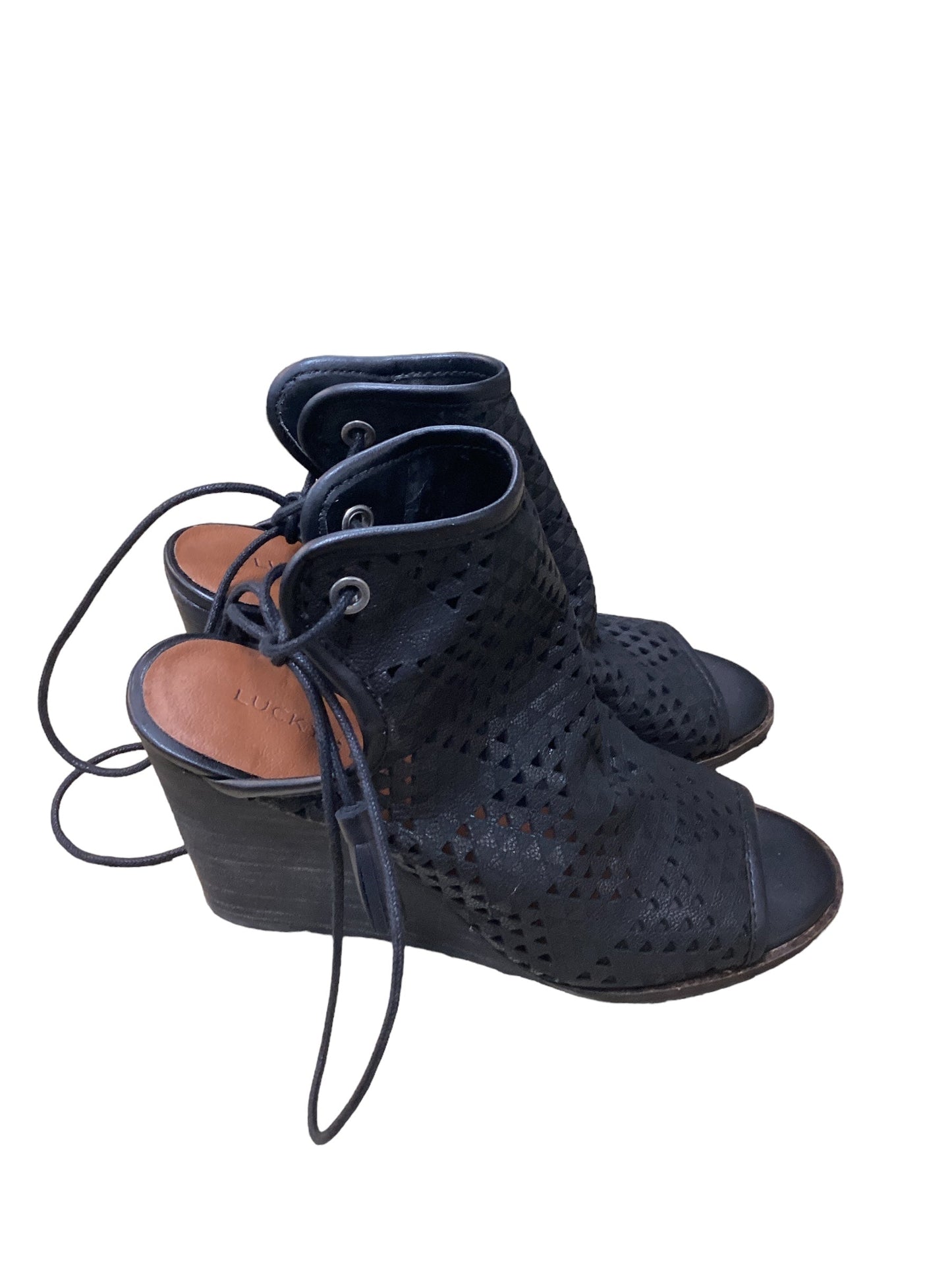 Black Shoes Heels Wedge Lucky Brand, Size 7
