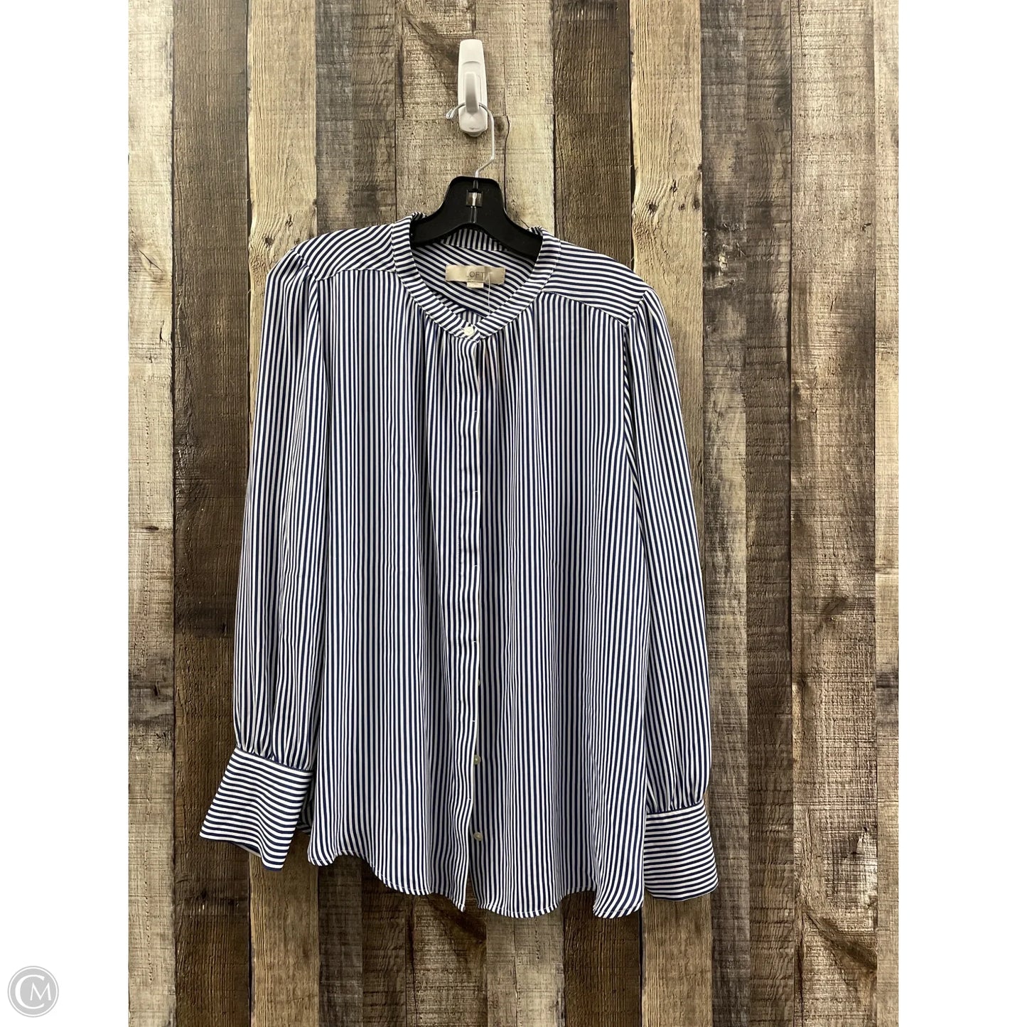 Top Long Sleeve By Loft In Striped Pattern, Size: L