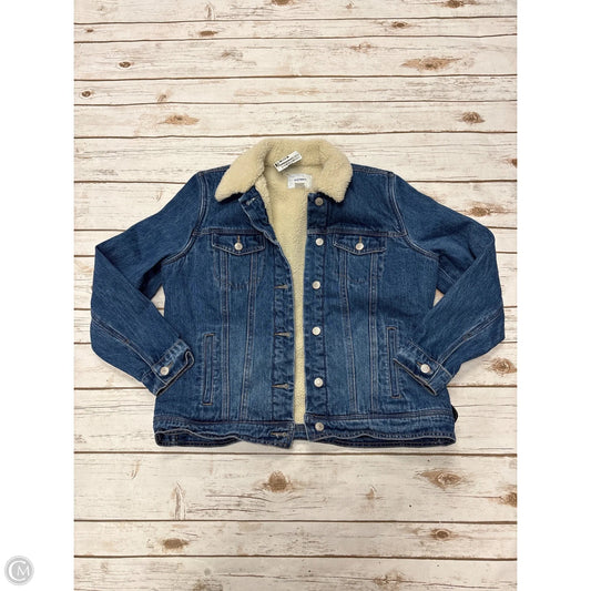 Jacket Faux Fur & Sherpa By Old Navy In Blue Denim, Size: L