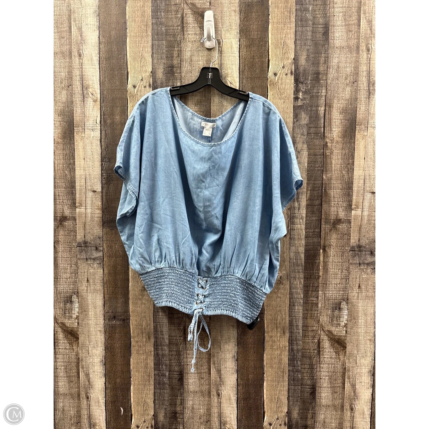 Top Short Sleeve By Venus In Blue Denim, Size: 1x