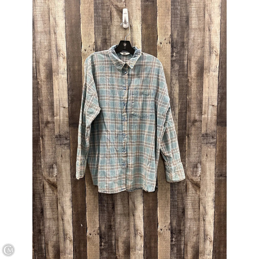 Top Long Sleeve By Topshop In Plaid Pattern, Size: M