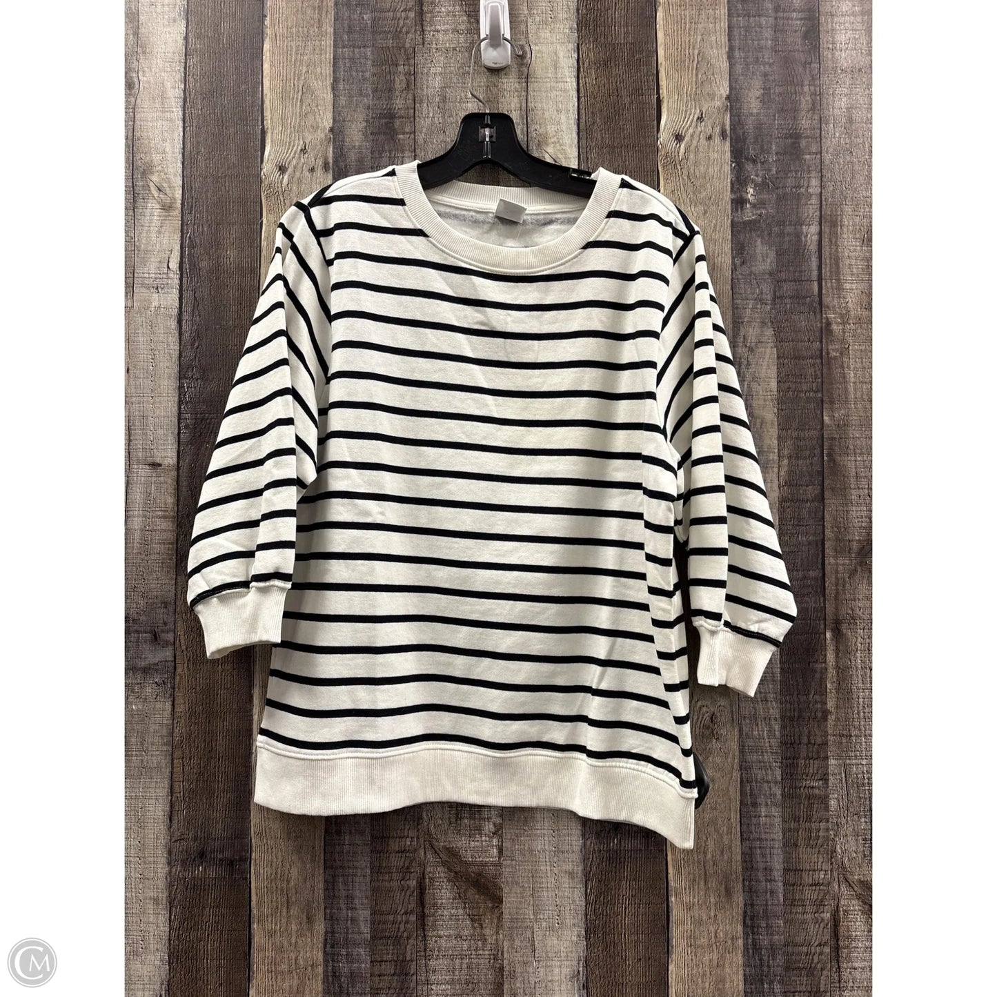 Top 3/4 Sleeve By Amazon Essentials In Striped Pattern, Size: M