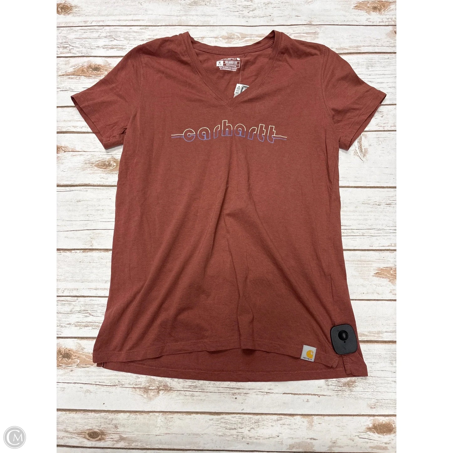 Top Short Sleeve By Carhartt In Brown, Size: M