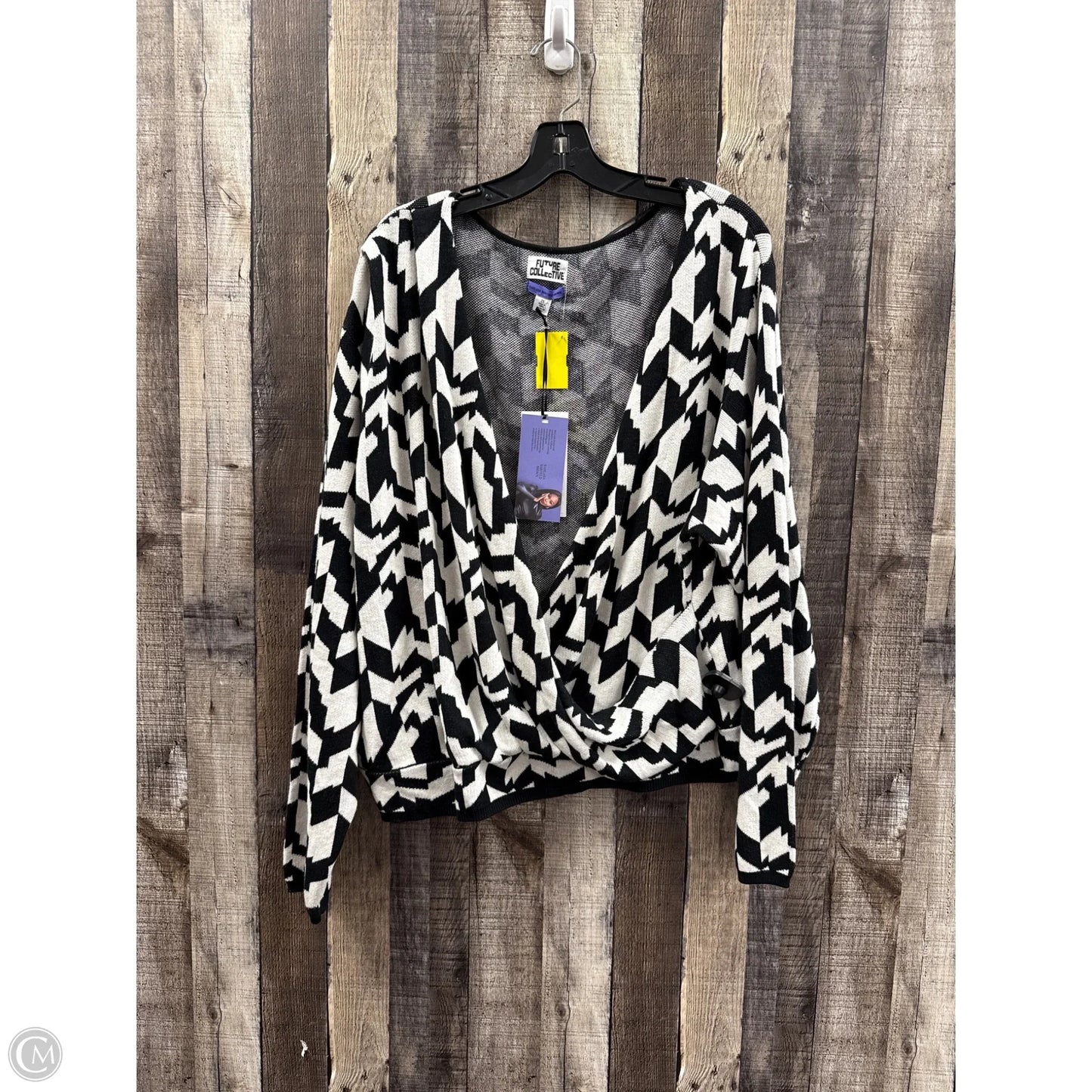 Sweater By Future Collective In Black & White, Size: 2x