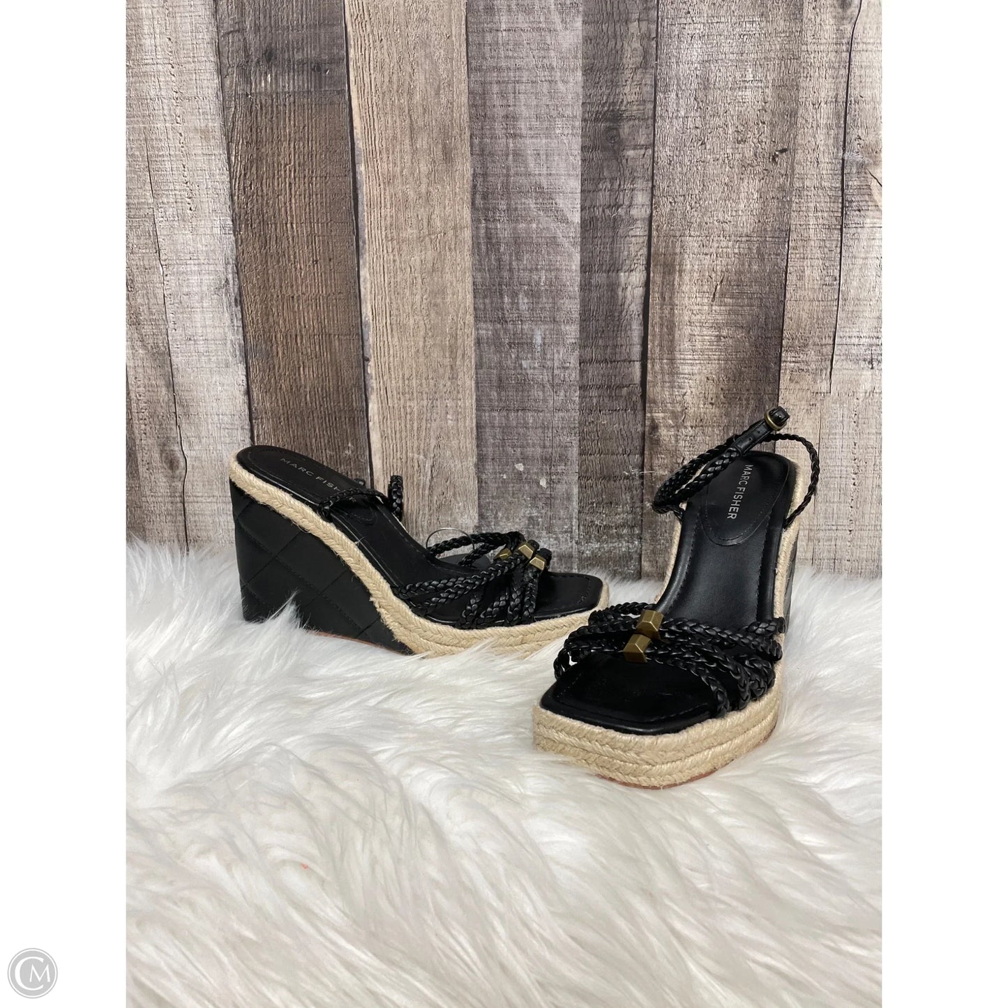 Sandals Heels Wedge By Marc Fisher In Black, Size: 7