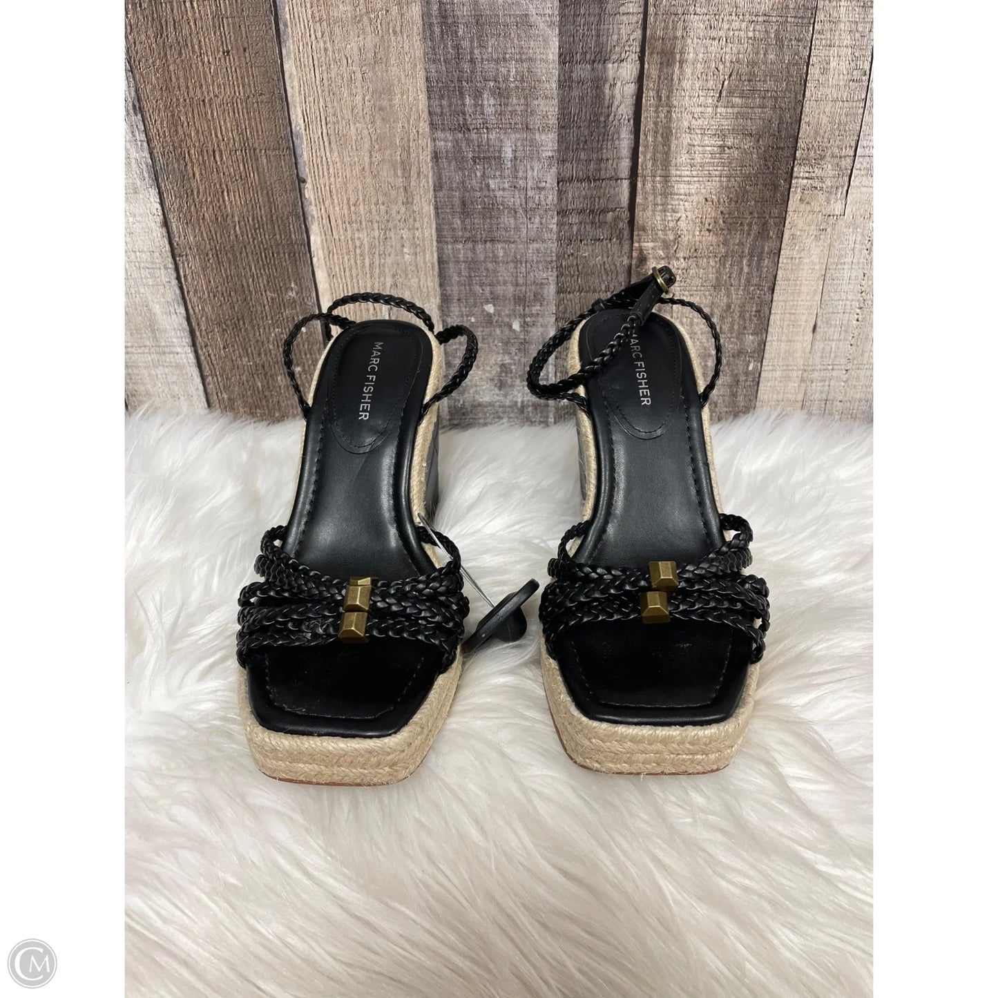 Sandals Heels Wedge By Marc Fisher In Black, Size: 7