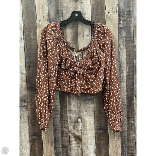 Top Long Sleeve By La Hearts In Brown, Size: M