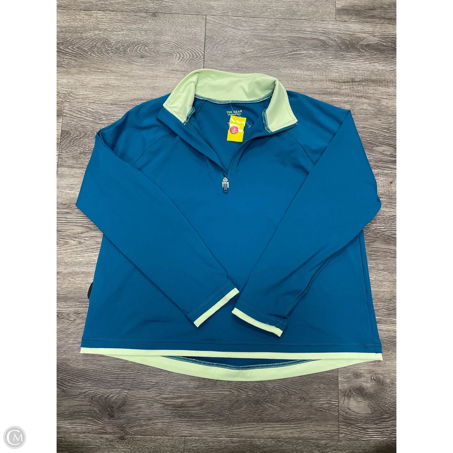 Athletic Top Long Sleeve Collar By Tek Gear In Teal, Size: Xl