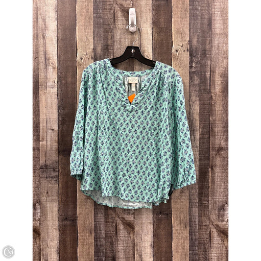 Top 3/4 Sleeve By St Johns Bay In Blue & Green, Size: L