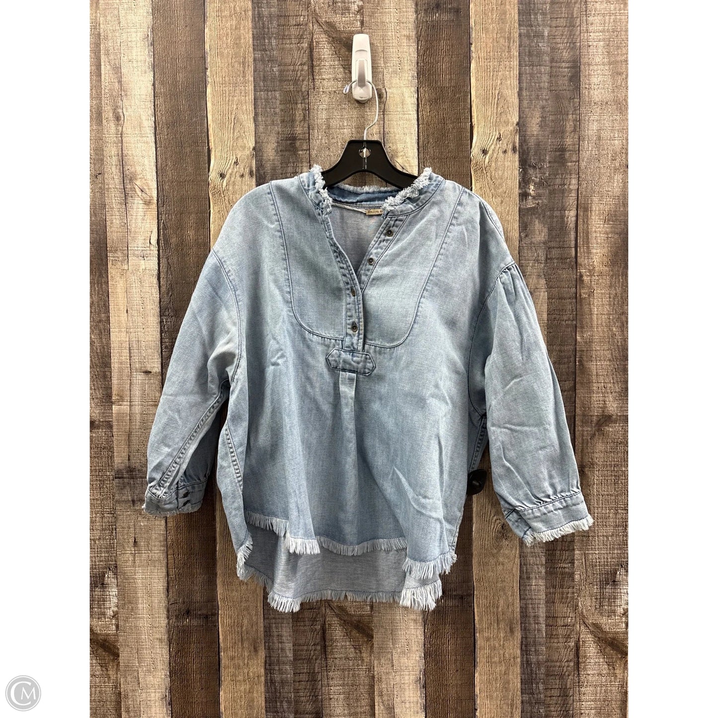 Top Long Sleeve By Holding Horses In Blue Denim, Size: M