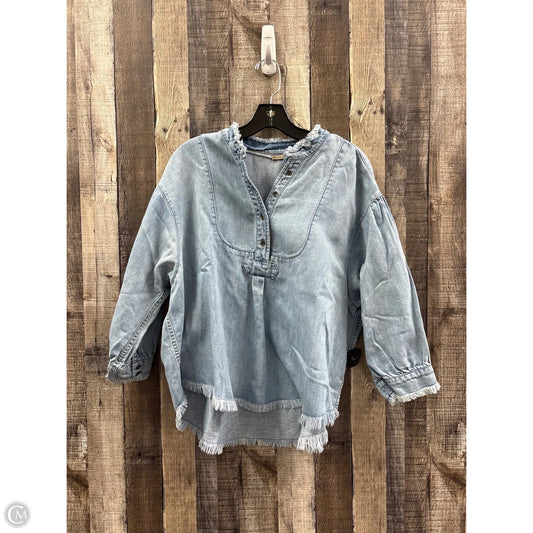 Top Long Sleeve By Holding Horses In Blue Denim, Size: M