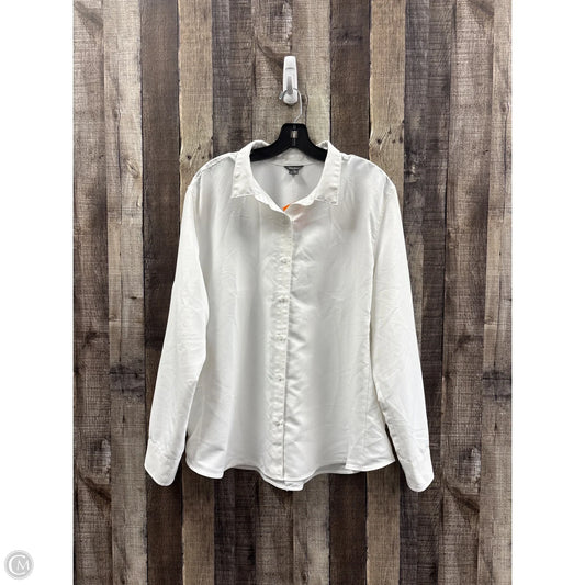Athletic Top Long Sleeve Collar By Eddie Bauer In White, Size: 2x